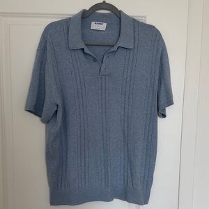 Old Navy Men's Light Blue Textured Polo Shirt